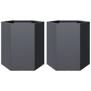 vidaXL Garden Planter 2 pcs Anthracite Hexagon 46x40x45 cm Steel