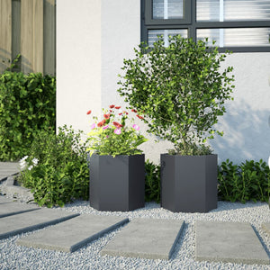 vidaXL Garden Planter 2 pcs Anthracite Hexagon 46x40x45 cm Steel