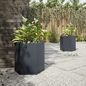 vidaXL Garden Planter 2 pcs Anthracite Hexagon 46x40x45 cm Steel