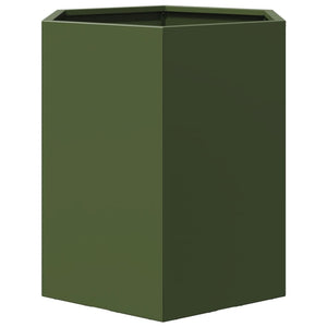 vidaXL Garden Planter Olive Green Hexagon 46x40x45 cm Steel