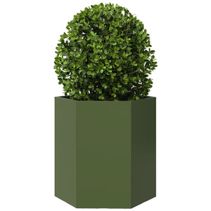 vidaXL Garden Planter 2 pcs Olive Green Hexagon 46x40x45 cm Steel