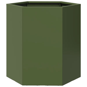 vidaXL Garden Planter 2 pcs Olive Green Hexagon 46x40x45 cm Steel