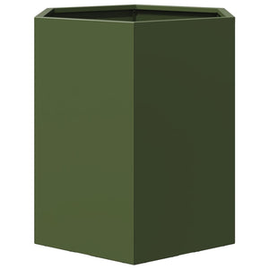 vidaXL Garden Planter 2 pcs Olive Green Hexagon 46x40x45 cm Steel