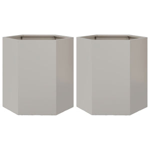 vidaXL Garden Planter 2 pcs Hexagon 46x40x45 cm Stainless Steel