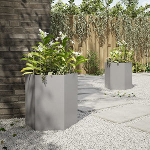 vidaXL Garden Planter 2 pcs Hexagon 46x40x45 cm Stainless Steel