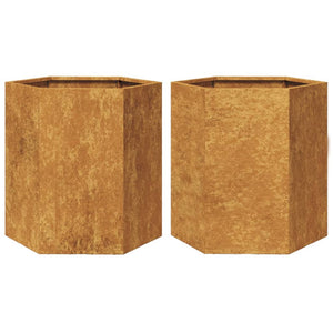 vidaXL Garden Planter 2 pcs Hexagon 46x40x45 cm Corten Steel