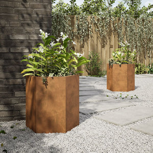 vidaXL Garden Planter 2 pcs Hexagon 46x40x45 cm Corten Steel