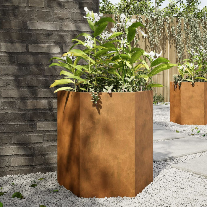 vidaXL Garden Planter 2 pcs Hexagon 46x40x45 cm Corten Steel