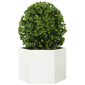 vidaXL Garden Planter White Hexagon 69x60x45 cm Steel