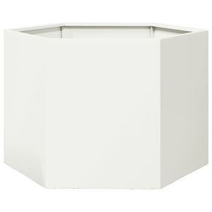 vidaXL Garden Planter White Hexagon 69x60x45 cm Steel