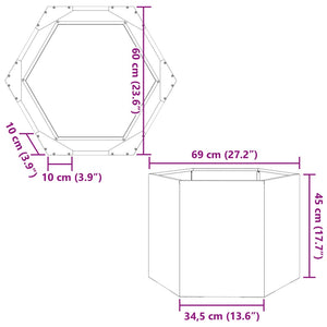 vidaXL Garden Planter White Hexagon 69x60x45 cm Steel