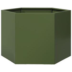 vidaXL Garden Planter Olive Green Hexagon 69x60x45 cm Steel