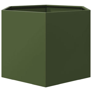 vidaXL Garden Planter Olive Green Hexagon 69x60x45 cm Steel