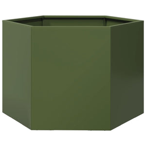 vidaXL Garden Planter Olive Green Hexagon 69x60x45 cm Steel