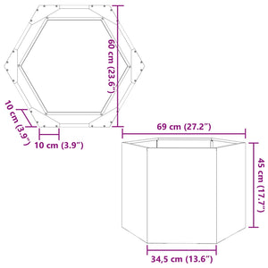 vidaXL Garden Planter Olive Green Hexagon 69x60x45 cm Steel