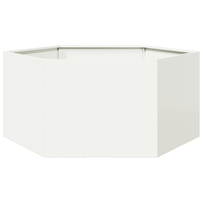 vidaXL Garden Planter White Hexagon 104x90x45 cm Steel