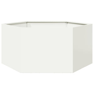 vidaXL Garden Planter White Hexagon 104x90x45 cm Steel