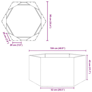 vidaXL Garden Planter White Hexagon 104x90x45 cm Steel