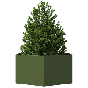 vidaXL Garden Planter Olive Green Hexagon 104x90x45 cm Steel