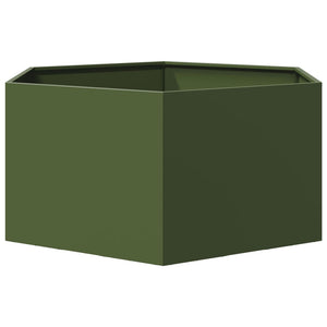 vidaXL Garden Planter Olive Green Hexagon 104x90x45 cm Steel