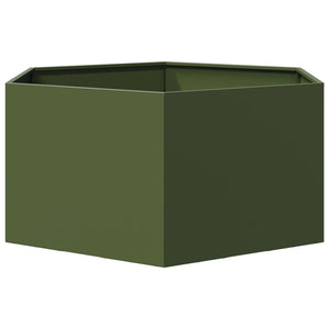 vidaXL Garden Planter Olive Green Hexagon 104x90x45 cm Steel