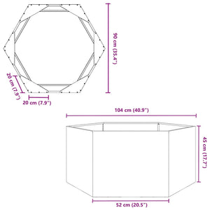 vidaXL Garden Planter Olive Green Hexagon 104x90x45 cm Steel