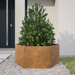 vidaXL Garden Planter Hexagon 104x90x45 cm Corten Steel