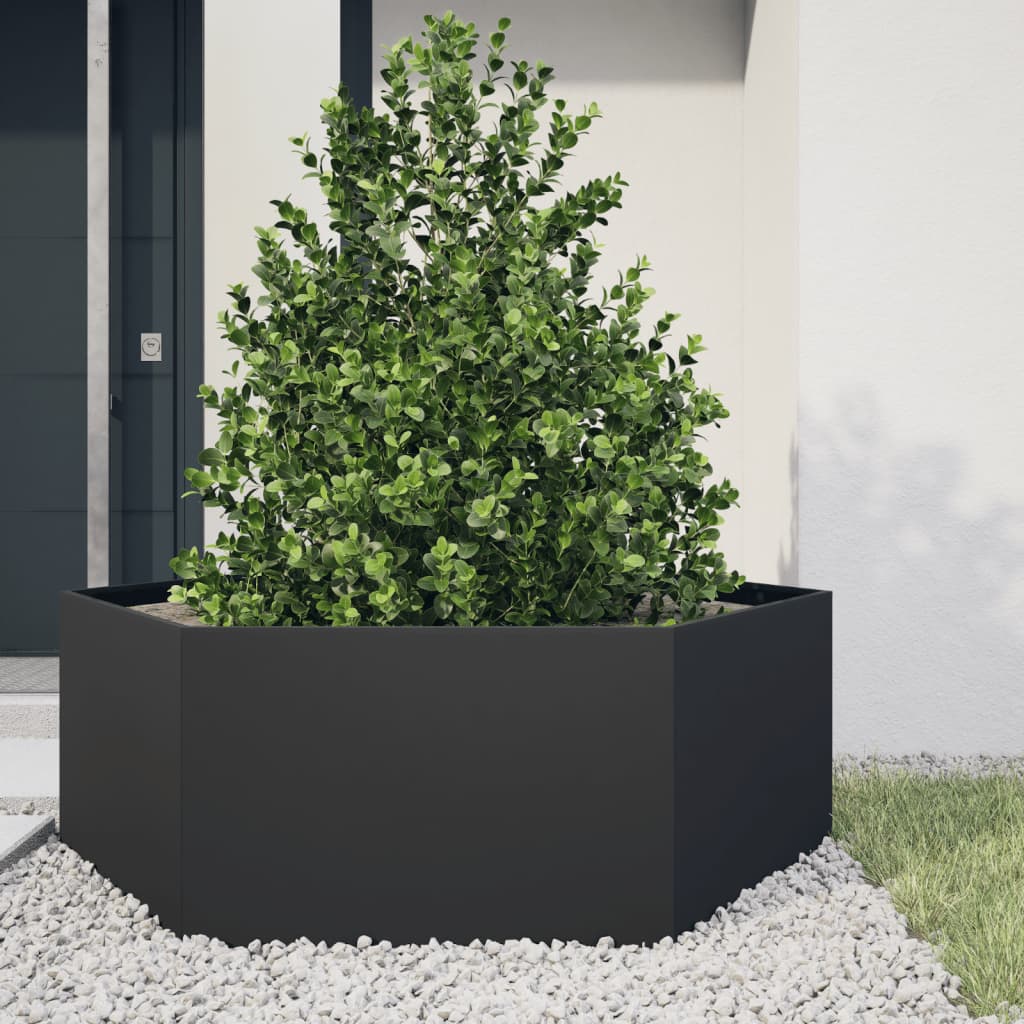 vidaXL Garden Planter Black Hexagon 138x120x45 cm Steel