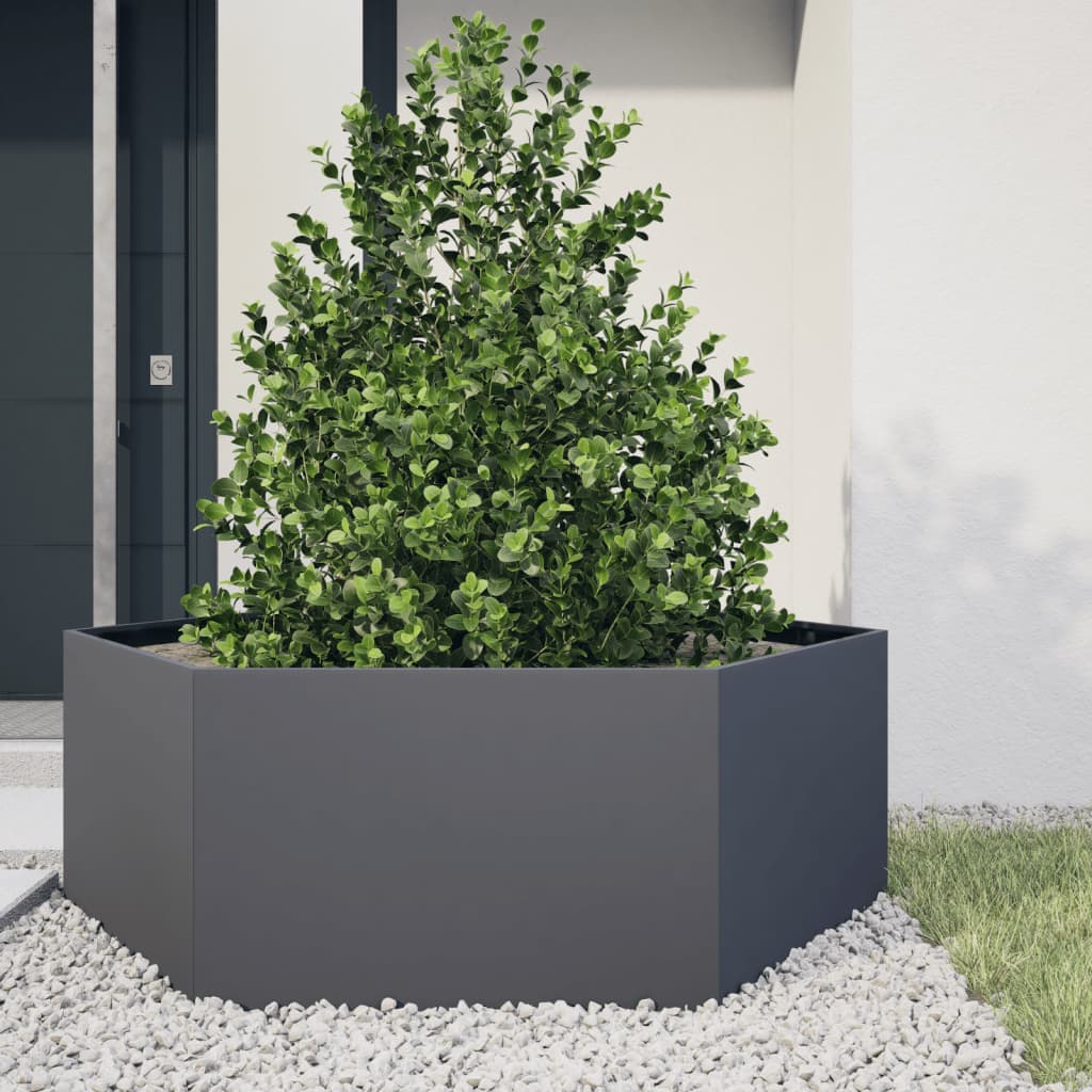 vidaXL Garden Planter Anthracite Hexagon 138x120x45 cm Steel