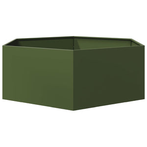 vidaXL Garden Planter Olive Green Hexagon 138x120x45 cm Steel