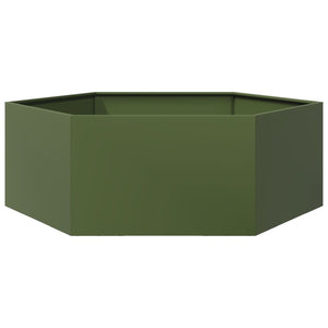 vidaXL Garden Planter Olive Green Hexagon 138x120x45 cm Steel