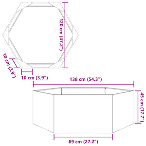 vidaXL Garden Planter Olive Green Hexagon 138x120x45 cm Steel