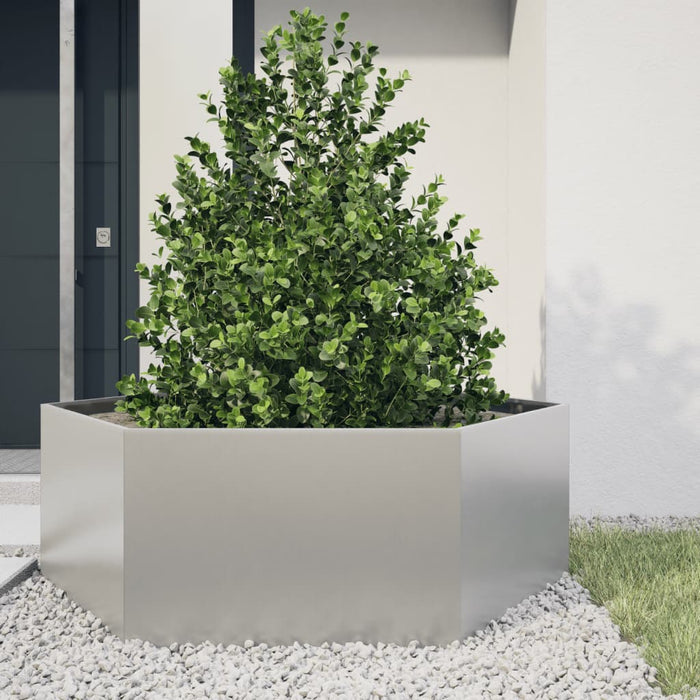 vidaXL Garden Planter Hexagon 138x120x45 cm Stainless Steel