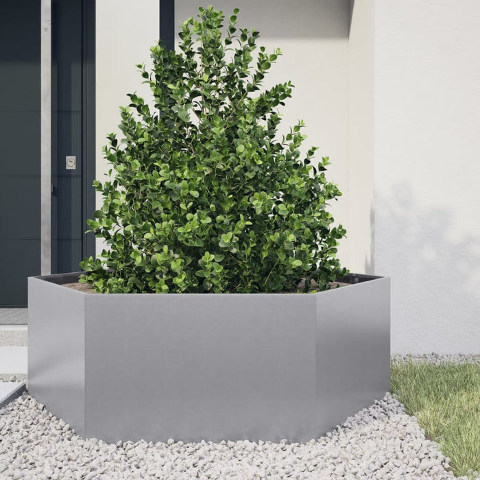 vidaXL Garden Planter Hexagon 138x120x45 cm Galvanized Steel