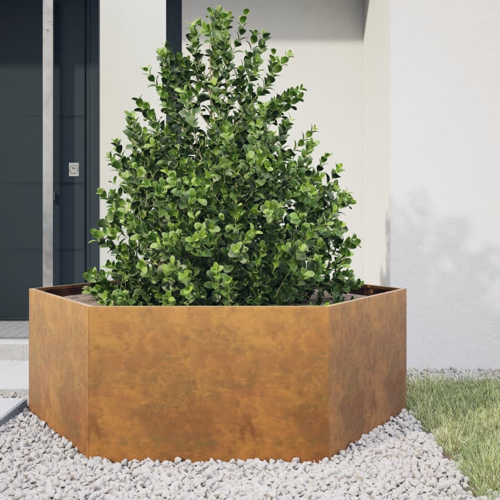 vidaXL Garden Planter Hexagon 138x120x45 cm Corten Steel