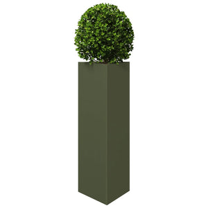 vidaXL Garden Planters 2 pcs Olive Green Triangular 30x26x75 cm Steel