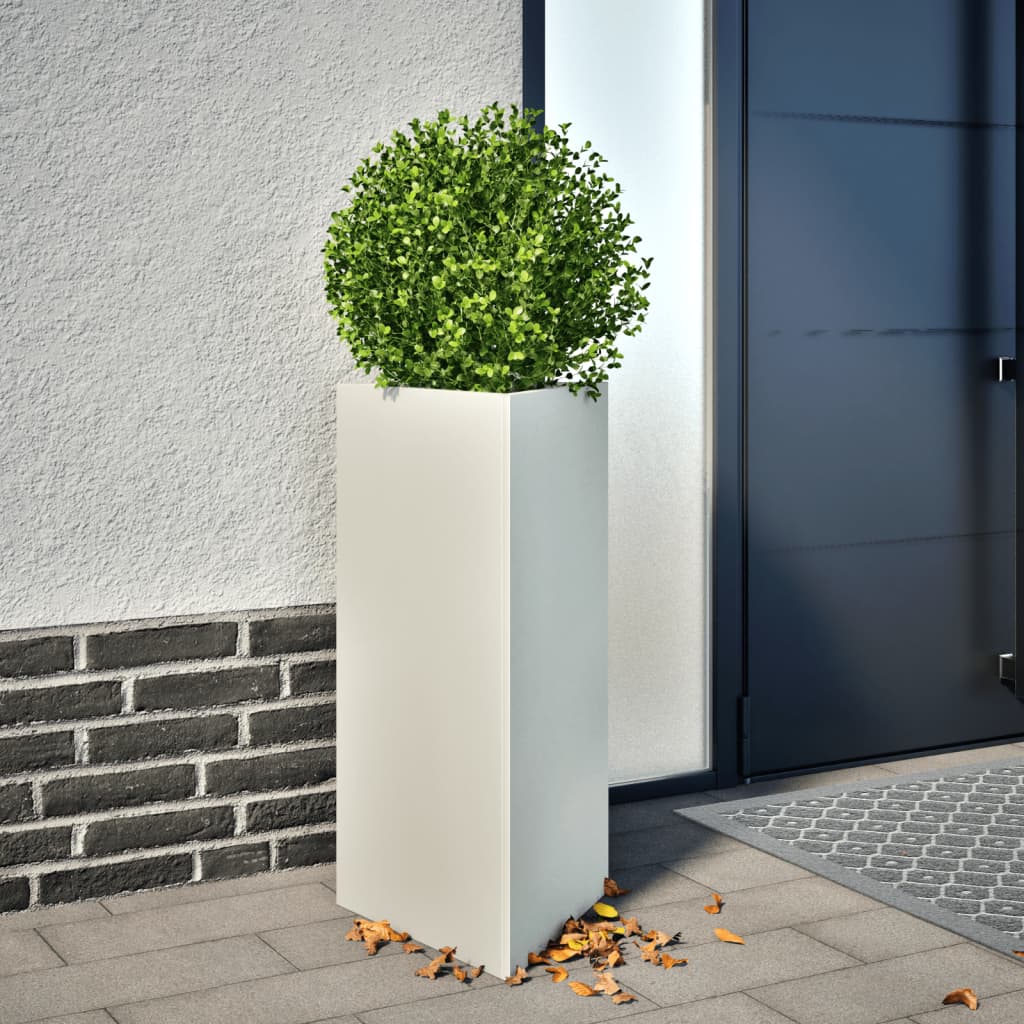 vidaXL Garden Planter White Triangular 40x34.5x70 cm Steel