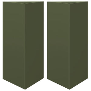 vidaXL Garden Planters 2 pcs Olive Green Triangular 40x34.5x70 cm Steel