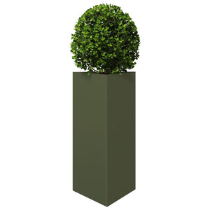 vidaXL Garden Planters 2 pcs Olive Green Triangular 40x34.5x70 cm Steel