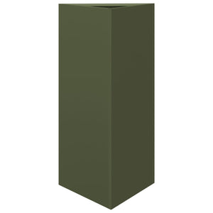 vidaXL Garden Planters 2 pcs Olive Green Triangular 40x34.5x70 cm Steel