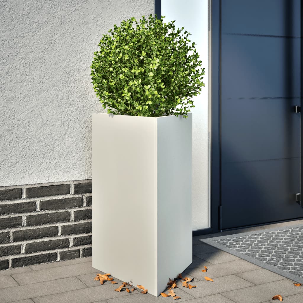 vidaXL Garden Planter White Triangular 50x43x75 cm Steel