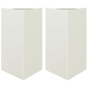 vidaXL Garden Planters 2 pcs White Triangular 50x43x75 cm Steel