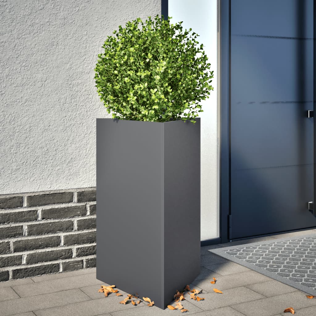 vidaXL Garden Planters 2 pcs Anthracite Triangular 50x43x75 cm Steel