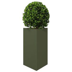 vidaXL Garden Planter Olive Green Triangular 50x43x75 cm Steel