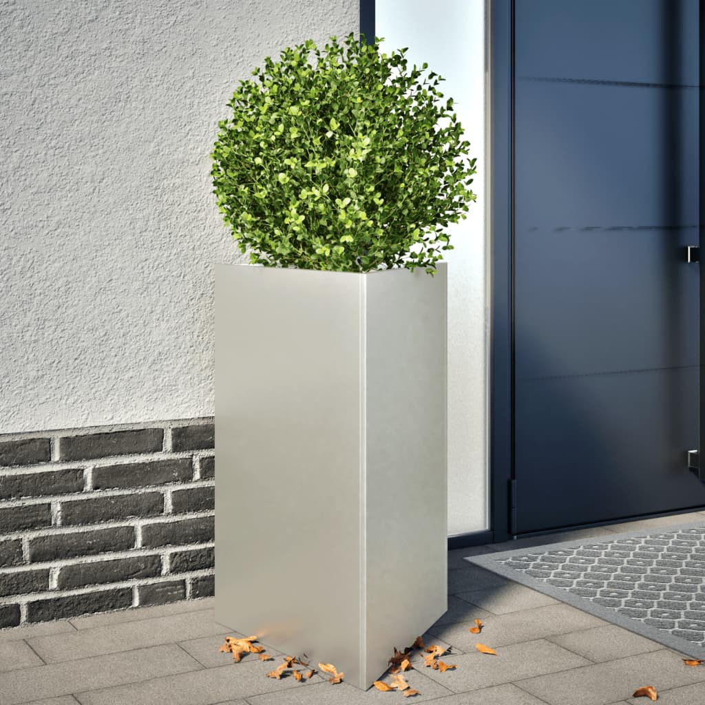 vidaXL Garden Planter Triangular 50x43x75 cm Stainless Steel