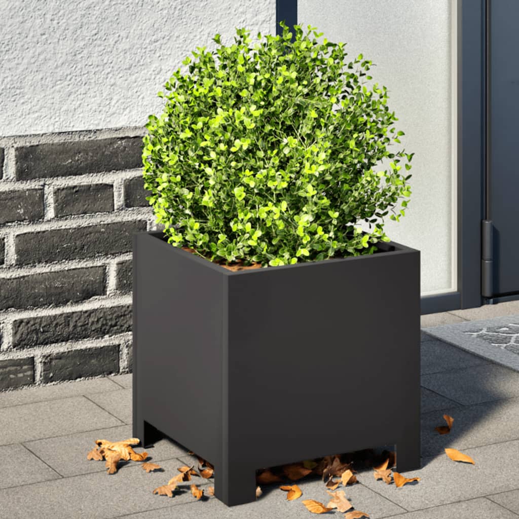 vidaXL Garden Planter Black 30x30x30 cm Steel