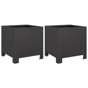 vidaXL Garden Planters 2 pcs Black 30x30x30 cm Steel