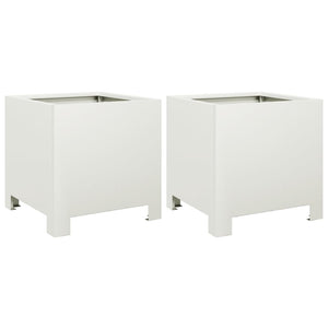 vidaXL Garden Planters 2 pcs White 30x30x30 cm Steel