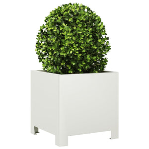 vidaXL Garden Planters 2 pcs White 30x30x30 cm Steel