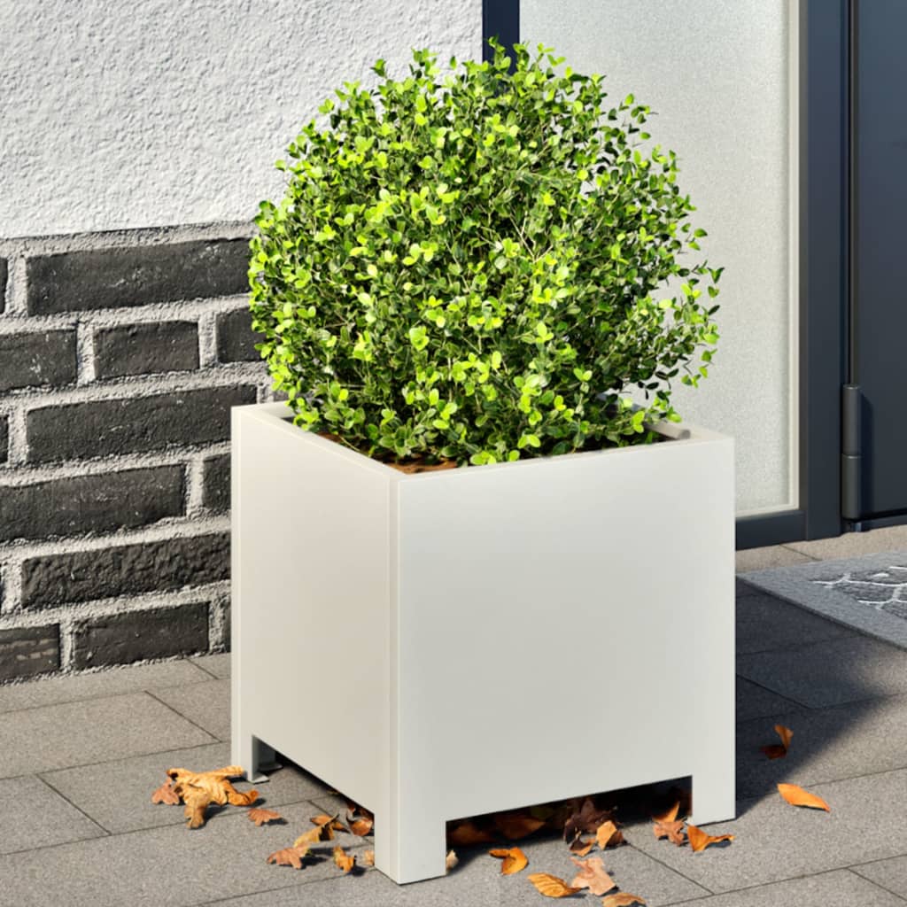 vidaXL Garden Planters 2 pcs White 30x30x30 cm Steel